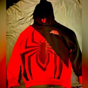 2/$20 Spiderman Miles Morales Hoodie Boys Medium (7/8) Red and Black